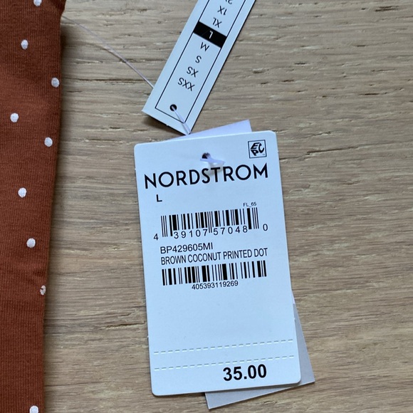 Nordstrom BP Brown Coconut Printed Polka Dot Square Neck Mini Dress - Picture 3 of 3